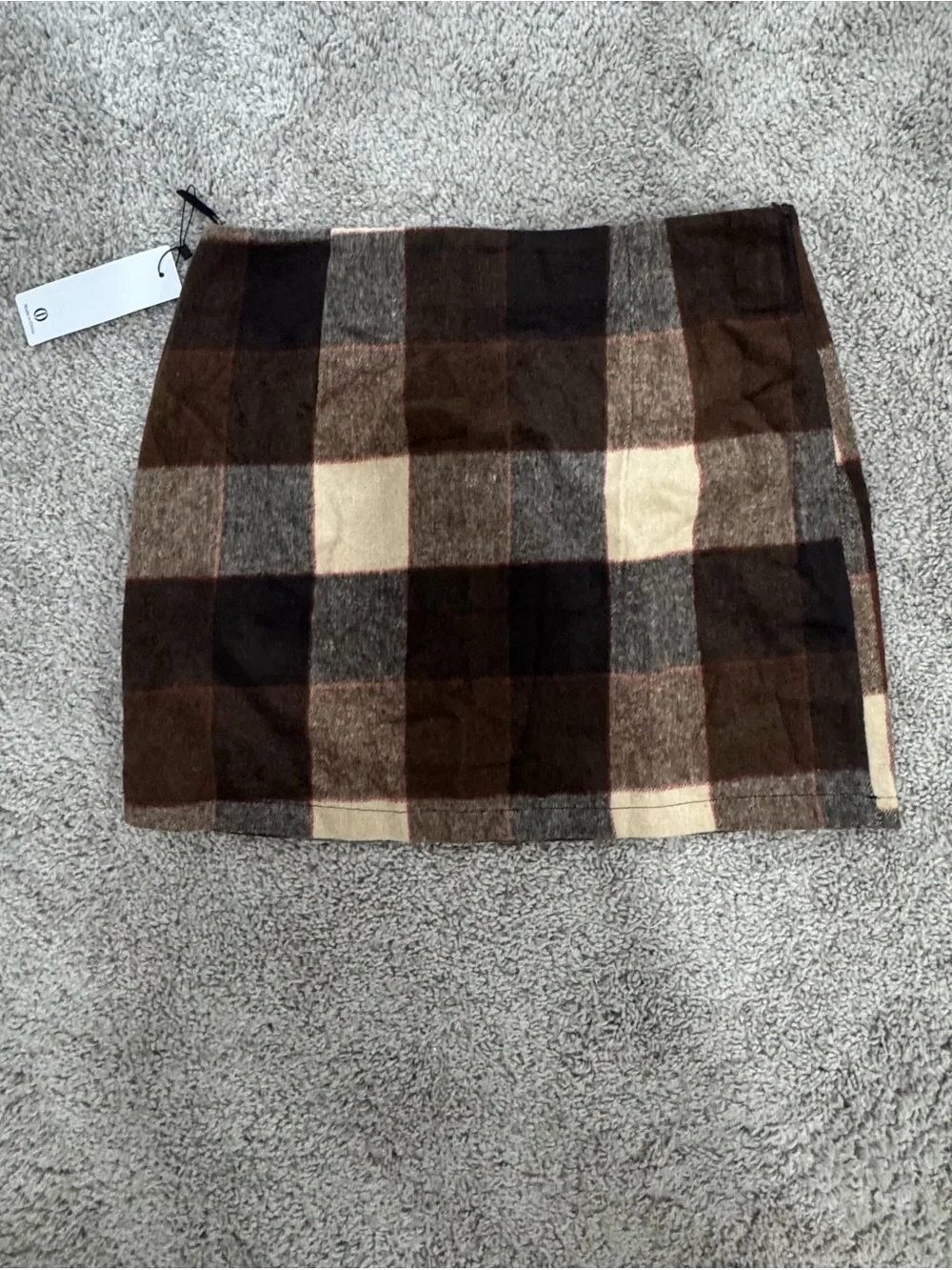Plaid Mini Skirt in Brown and Cream - Classic Fall Style